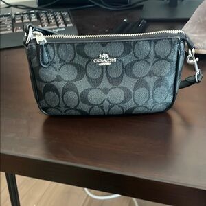 Coach Black and Gray Signature Wristlet